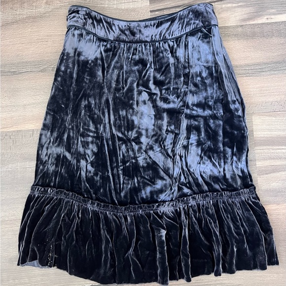 NWT Vintage Y2K DKNY Crushed Velvet Boho Gypsy Skirt Navy Size 4 - Picture 6 of 9